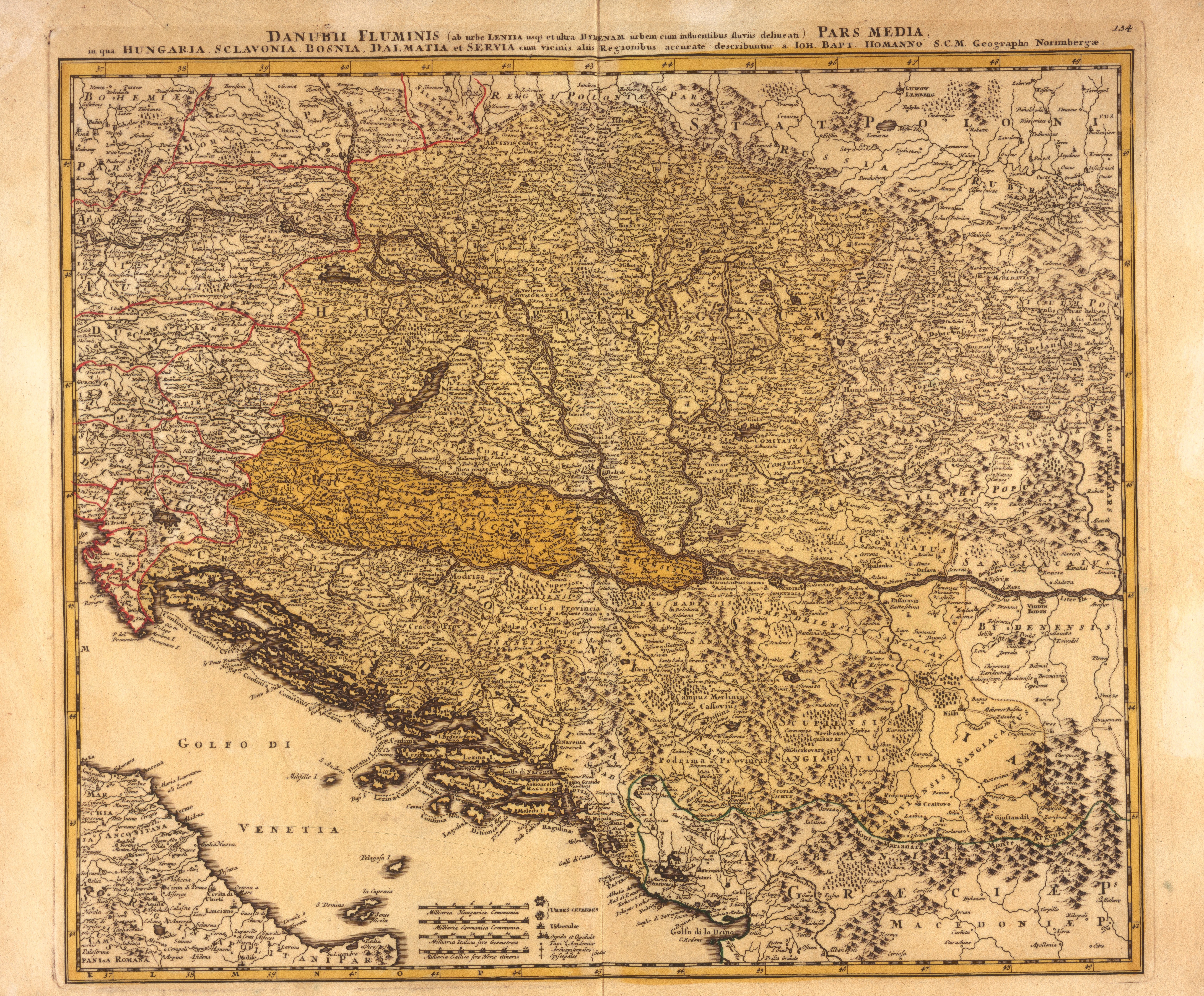 Johann Baptist Homann, Map of Middle Part of Danube