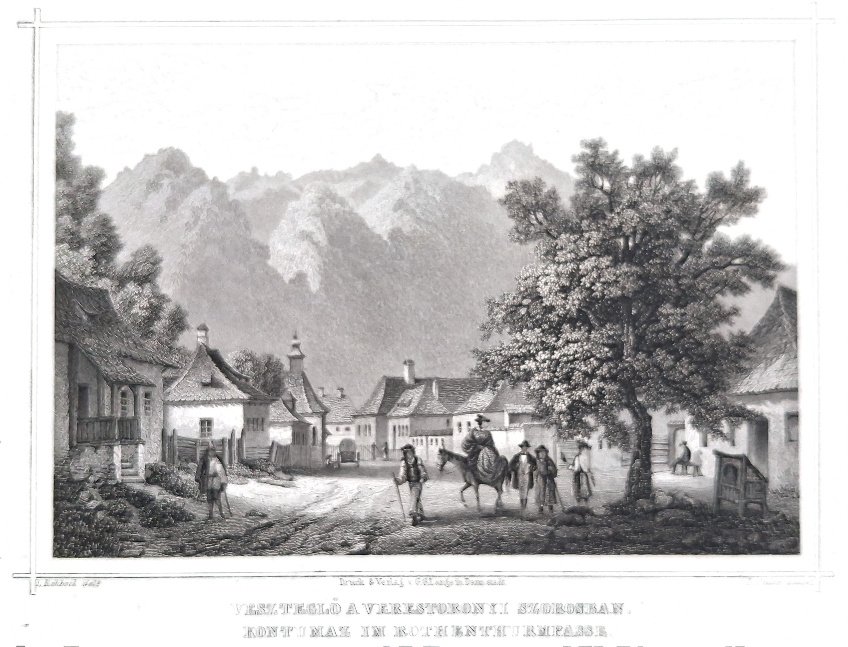 1864 Rohbock steel engraving of Turnu Rosu © transylvaniadigitalantiques.com